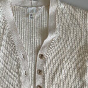 Cream Hip-length Knit Cardigan